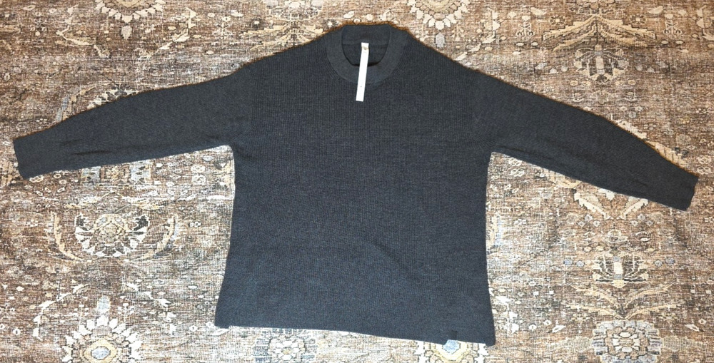 Lululemon Merino Wool Sweater Womens 10 Gray Ribbed Crewneck Pullover Cozy